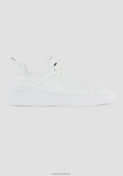 أحذية Antony Morato حذاء بارنيت الرياضي منخفض الرقبة مصنوع من الجلد الصناعي مع جوارب من القماش المطاطي ذو الألوان المتناسقة أبيض رجال JVZ22320