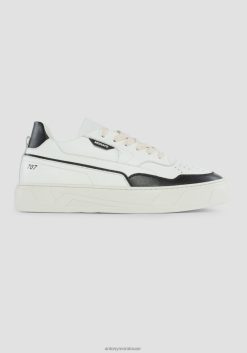 أحذية Antony Morato حذاء رياضي 707 من الجلد بتفاصيل متباينة ومقدمة مثقوبة أسود رجال JVZ22316