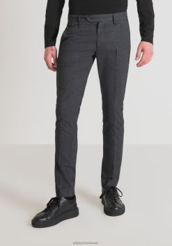 ملابس Antony Morato بنطال بريان ضيق مناسب من مزيج القطن الناعم والمطاط أسود رجال JVZ22220