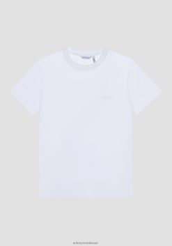 ملابس Antony Morato تيشيرت بقصة عادية من الفيسكوز المستدام مع طباعة الشعار كريم رجال JVZ22200