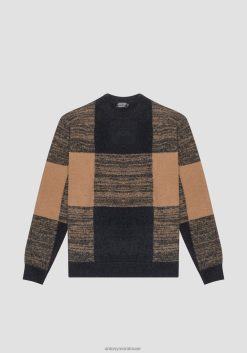 ملابس Antony Morato سترة بقصة عادية مصنوعة من مزيج الموهير مع نمط جاكار أسود رجال JVZ22101