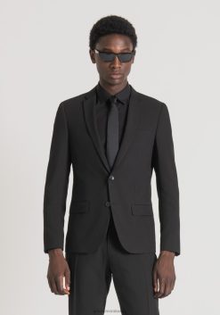 ملابس Antony Morato سترة بوني بقصة ضيقة مصنوعة من مزيج الفيسكوز المطاطي أسود رجال JVZ2235