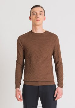 ملابس Antony Morato سترة ذات رقبة عالية وقصة عادية مصنوعة من مزيج الجاكار والفيسكوز على شكل قرص العسل 2099 رجال JVZ2284