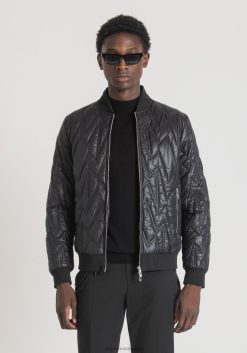 ملابس Antony Morato سترة ذات قصة عادية بتصميم هندسي وبطانة سورونا أورا أسود رجال JVZ225