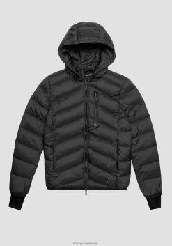 ملابس Antony Morato سترة من النايلون بمقاس عادي مع حشوة سورونا أورا الصديقة للبيئة أسود رجال JVZ2211