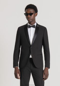 ملابس Antony Morato سترة Nina ذات قصة ضيقة مصنوعة من مزيج الفيسكوز المطاطي مع تفاصيل من الساتان أسود رجال JVZ2240