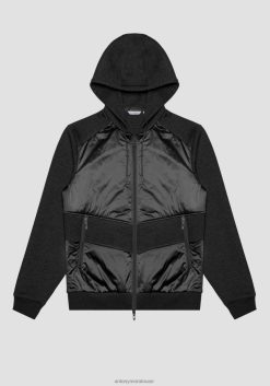 ملابس Antony Morato سويت شيرت بقصة عادية من القماش المطاطي مع تفاصيل متباينة أسود رجال JVZ2266