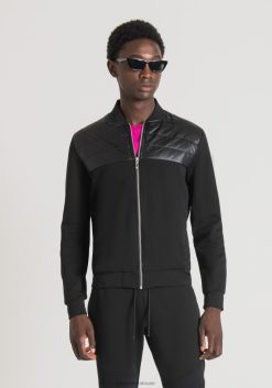 ملابس Antony Morato سويت شيرت بقصة عادية من مزيج القطن مع حشوة من النايلون اللامع أسود رجال JVZ2263