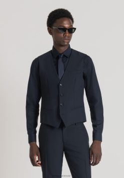 ملابس Antony Morato صدرية بقصة ضيقة من مزيج الفيسكوز المطاطي حبر أزرق رجال JVZ2234