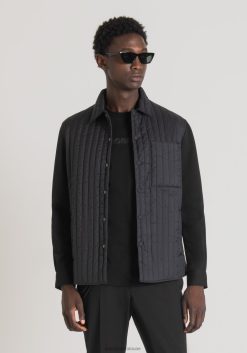 ملابس Antony Morato قميص بقصة عادية مصنوع من النايلون المبطن والقماش بلون متباين أسود رجال JVZ22124