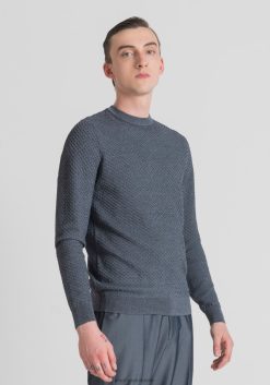 ملابس Antony Morato كنزة بقصّة عادية مصنوعة من خيوط الدنيم أزرق فاتح رجال JVZ2298