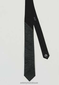 مُكَمِّلات Antony Morato ربطة عنق بتفاصيل من الجلد الصناعي وتأثير مجعد أسود رجال JVZ22374